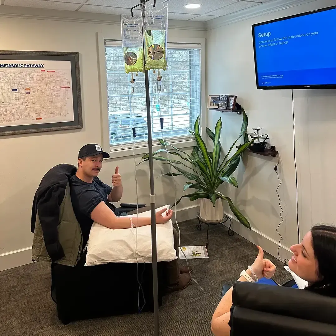 Two patients receiving IV therapy